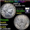Image 1 : ***Auction Highlight*** 1897-p Barber Half Dollars 50c Graded Choice+ Unc By USCG (fc)
