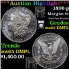 Image 1 : ***Auction Highlight*** 1896-p Morgan Dollar $1 Graded GEM Unc DMPL By USCG (fc)