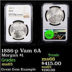 NGC 1886-p Vam 6A Morgan Dollar $1 Graded ms65 By NGC