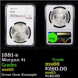 NGC 1881-s Morgan Dollar $1 Graded ms65 By NGC