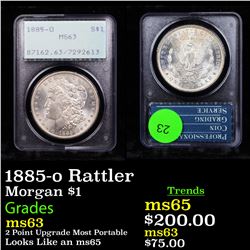 PCGS 1885-o Rattler Morgan Dollar $1 Graded ms63 By PCGS