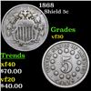 Image 1 : 1868 Shield Nickel 5c Grades vf++