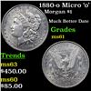 Image 1 : 1880-o Micro 'o' Morgan Dollar $1 Grades BU+