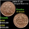 Image 1 : 1804 C-10 Draped Bust Half Cent 1/2c Grades xf details