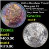 Image 1 : 1885-o Rainbow Toned Morgan Dollar $1 Grades Choice+ Unc