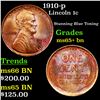 Image 1 : 1910-p Lincoln Cent 1c Grades GEM+ Unc BN