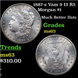 1887-s Vam 9 I3 R5 Morgan Dollar $1 Grades Select Unc