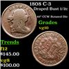 Image 1 : 1808 C-3 Draped Bust Half Cent 1/2c Grades vg+