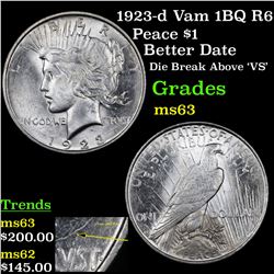 1923-d Vam 1BQ R6 Peace Dollar $1 Grades Select Unc