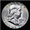 Image 2 : 1952-s Franklin Half Dollar 50c Grades Select Unc FBL