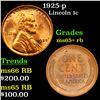 Image 1 : 1925-p Lincoln Cent 1c Grades Gem+ Unc RB