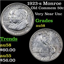 1923-s Monroe Old Commem Half Dollar 50c Grades Choice AU/BU Slider