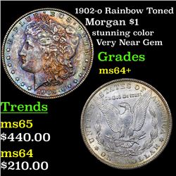 1902-o Rainbow Toned Morgan Dollar $1 Grades Choice+ Unc