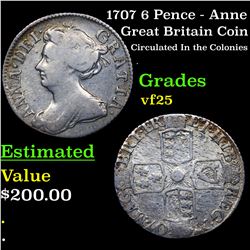 1707 6 Pence - Anne Grades vf+