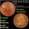 Image 1 : (1863) Army & Navy Civil War Token 1c Grades Unc Details