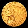 Image 2 : 1911-p Gold Indian Quarter Eagle $2 1/2 Grades Choice AU/BU Slider