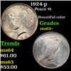 Image 1 : 1924-p Peace Dollar $1 Grades Select+ Unc