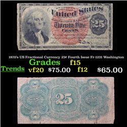 1870's US Fractional Currency 25¢ Fourth Issue Fr-1231 Washington Grades f+