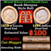 Image 1 : Mixed small cents 1c orig shotgun roll, 1919-s Wheat Cent, 1897 Indian cent other end, McDonalds Wra