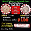 Image 1 : Mixed small cents 1c orig shotgun roll, 1919-s Wheat Cent, 1899 Indian cent other end, Seal Strong W