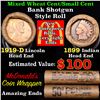Image 1 : Mixed small cents 1c orig shotgun roll, 1919-d Wheat Cent, 1899 Indian cent other end, Seal Strong W