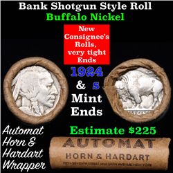 Buffalo Nickel Shotgun Roll in Old Bank Style 'Automat Horn & Hardhat' Wrapper 1924 & s Mint Ends