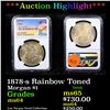 Image 1 : ***Auction Highlight*** NGC 1878-s Rainbow Toned Morgan Dollar $1 Graded ms64 By NGC (fc)