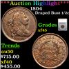 Image 1 : ***Auction Highlight*** 1804 Draped Bust Half Cent 1/2c Graded xf45 By SEGS (fc)