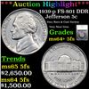 Image 1 : ***Auction Highlight*** 1939-p FS-801 DDR Jefferson Nickel 5c Graded ms64+ 5fs By SEGS (fc)