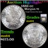Image 1 : ***Auction Highlight*** 1881-cc Morgan Dollar $1 Graded ms64 By SEGS (fc)
