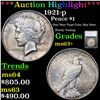 Image 1 : ***Auction Highlight*** 1921-p Peace Dollar $1 Graded ms63+ By SEGS (fc)