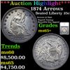 Image 1 : ***Auction Highlight*** 1874 Arrows Seated Liberty Quarter 25c Graded ms65+ By SEGS (fc)