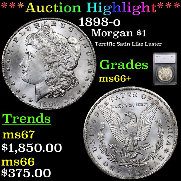 ***Auction Highlight*** 1898-o Morgan Dollar $1 Graded ms66+ By SEGS (fc)