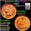 Image 1 : ***Auction Highlight*** 1895 Indian Cent 1c Graded ms65+ rb By SEGS (fc)