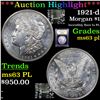 Image 1 : ***Auction Highlight*** 1921-d Morgan Dollar $1 Graded Select Unc PL By USCG (fc)
