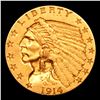 Image 2 : ***Auction Highlight*** 1914-p Gold Indian Quarter Eagle $2 1/2 Graded Select Unc By USCG (fc)