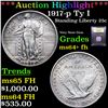 Image 1 : ***Auction Highlight*** 1917-p Ty I Standing Liberty Quarter 25c Graded Choice Unc+ FH By USCG (fc)