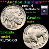 Image 1 : ***Auction Highlight*** 1926-d Buffalo Nickel 5c Graded Choice Unc By USCG (fc)