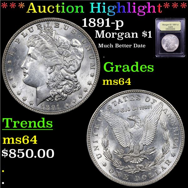 ***Auction Highlight*** 1891-p Morgan Dollar $1 Graded Choice Unc By USCG (fc)