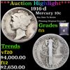 Image 1 : ***Auction Highlight*** 1916-d Mercury Dime 10c Graded f+ By USCG (fc)