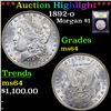Image 1 : ***Auction Highlight*** 1892-o Morgan Dollar $1 Graded Choice Unc By USCG (fc)