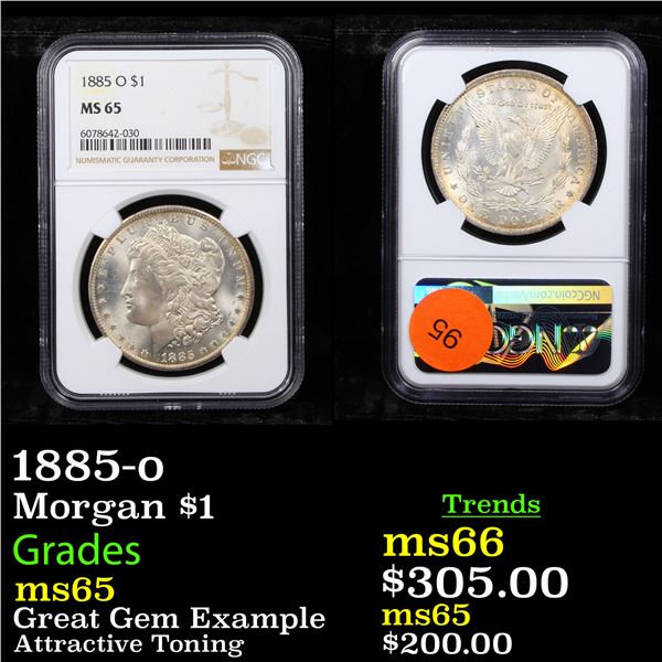 NGC 1885-o Morgan Dollar $1 Graded ms65 By NGC