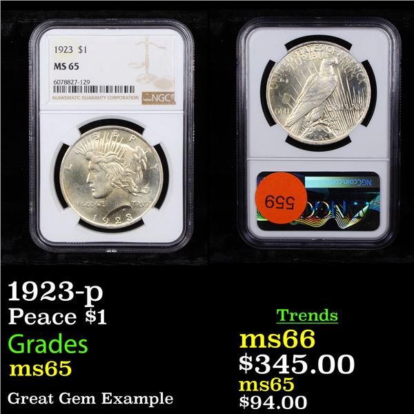 1923-p Peace Dollar $1 Graded ms65 By NGC