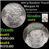 Image 1 : NGC 1887-p Rainbow Toned Morgan Dollar $1 Graded ms64 By NGC