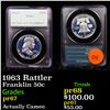 Image 1 : Proof PCGS 1963 Rattler Franklin Half Dollar 50c Graded pr67 By PCGS