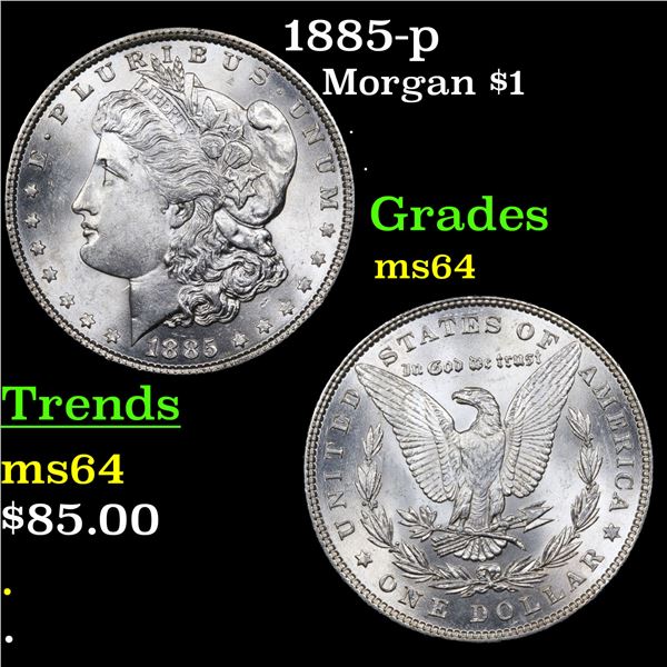 1885-p Morgan Dollar $1 Grades Choice Unc