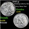 Image 1 : 1947-p Walking Liberty Half Dollar 50c Grades Choice AU/BU Slider