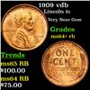 Image 1 : 1909 vdb Lincoln Cent 1c Grades Choice+ Unc RB