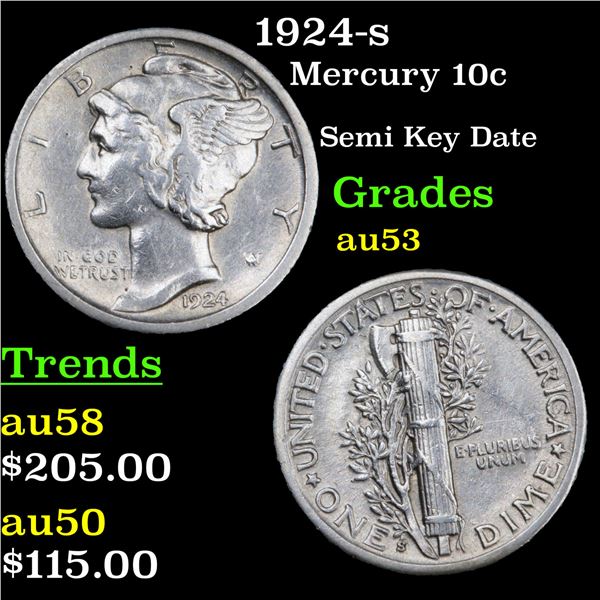 1924-s Mercury Dime 10c Grades Select AU