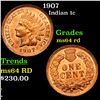 Image 1 : 1907 Indian Cent 1c Grades Choice Unc RD